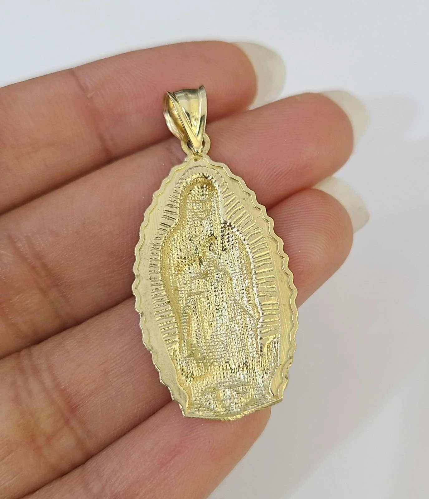 Real 10k Rope Chain Virgin Mary Charm Necklace Pendant Set 4mm 18"-28" Gold - Image 5