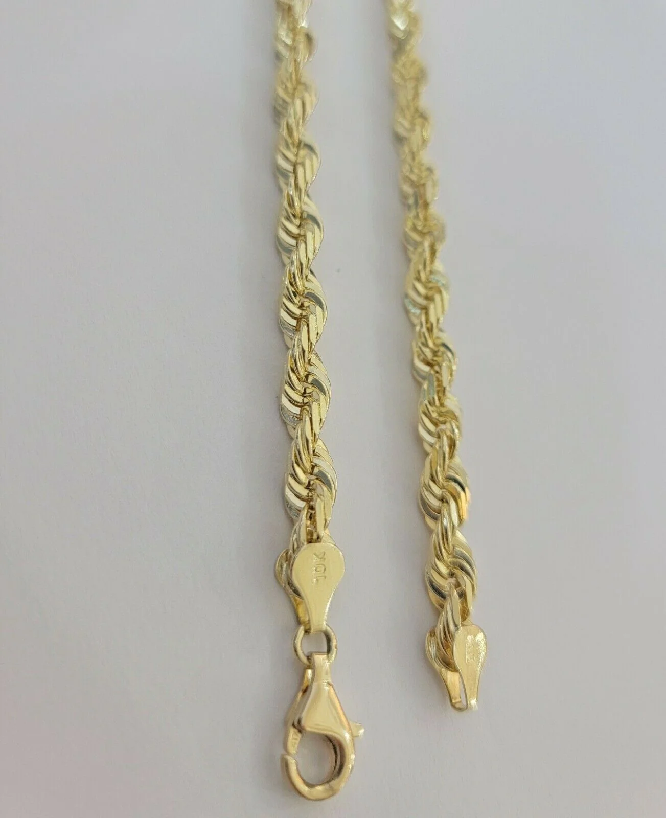 Real 10k Rope Necklace 26" Solid Chain 5mm 10kt Yellow Gld Diamond cut Men Women - Image 6