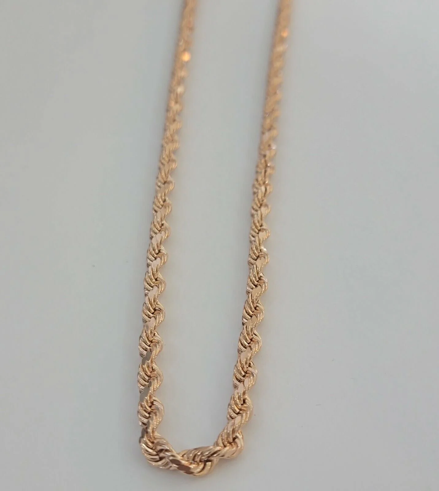 Real 10k Rose Gold Rope Necklace Chain Chain 4mm 20"-24" Inch Men Women SOLID - Image 3