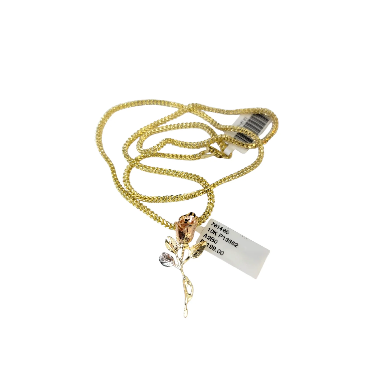 Real 10k Rose Trio Gold Charm Pendant Franco Chain Necklace SET 2.5mm 16"-26" - Image 5
