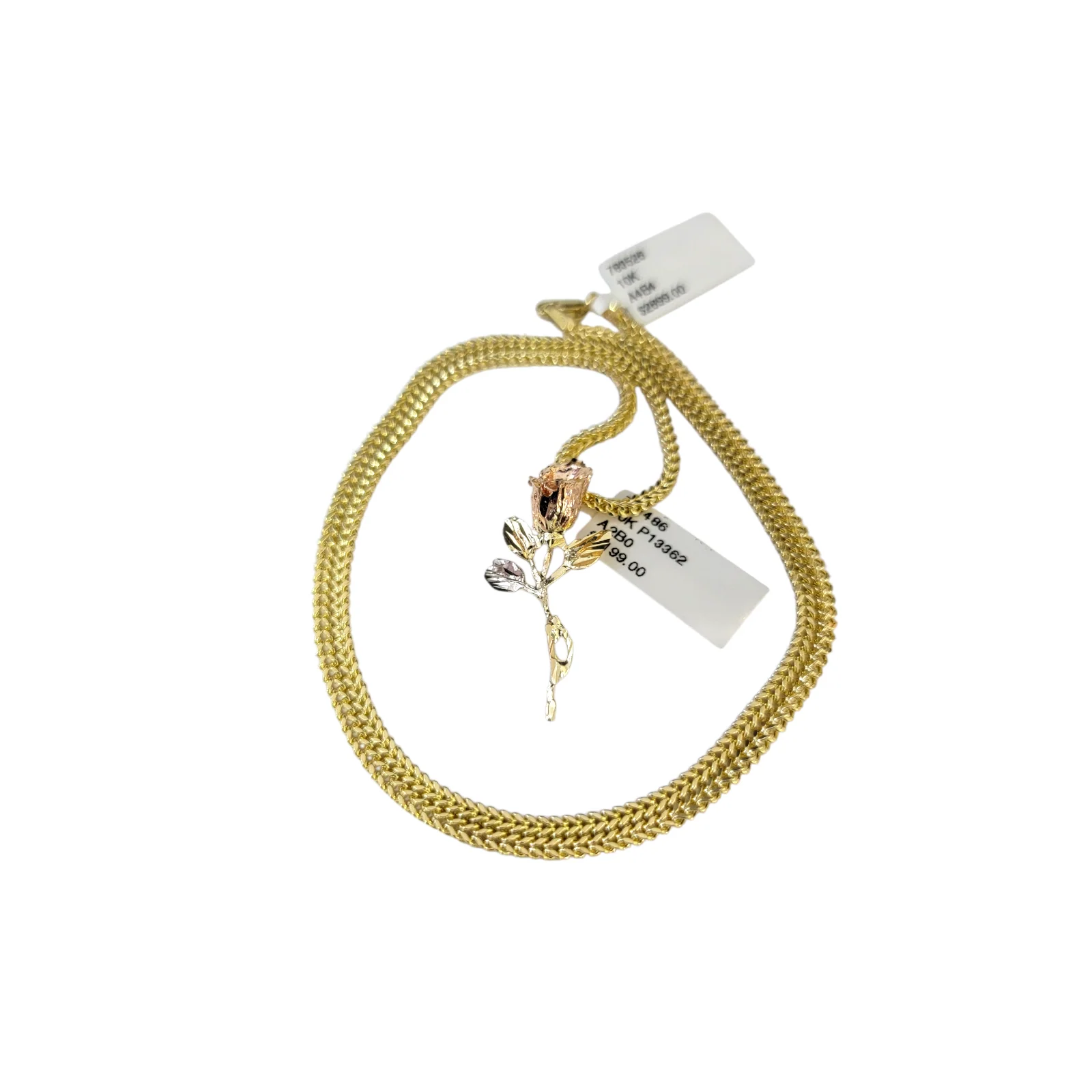 Real 10k Rose Trio Gold Charm Pendant Franco Chain Necklace SET 2.5mm 16"-26" - Image 6