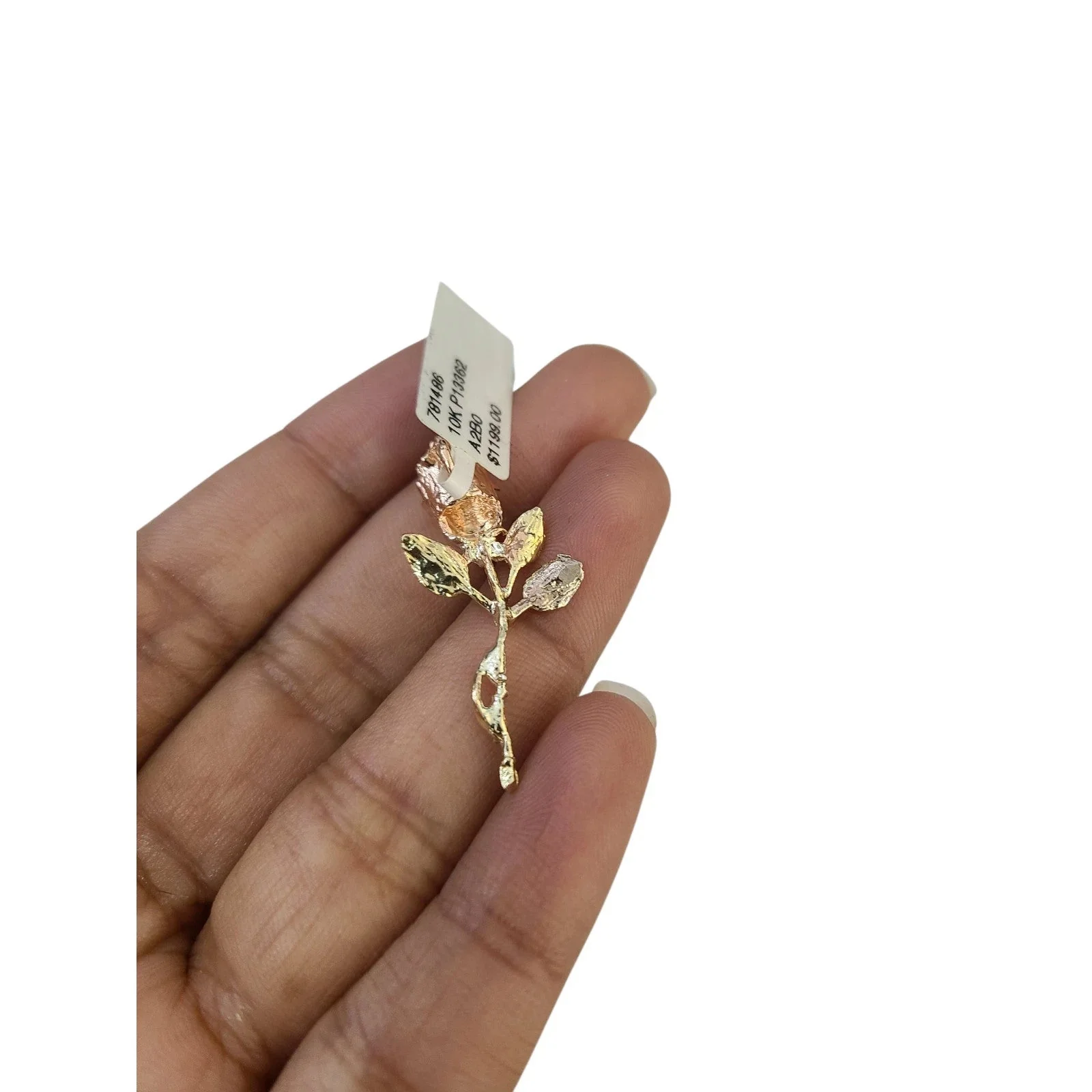 Real 10k Rose Trio Gold Charm Pendant Franco Chain Necklace SET 2.5mm 16"-26" - Image 8