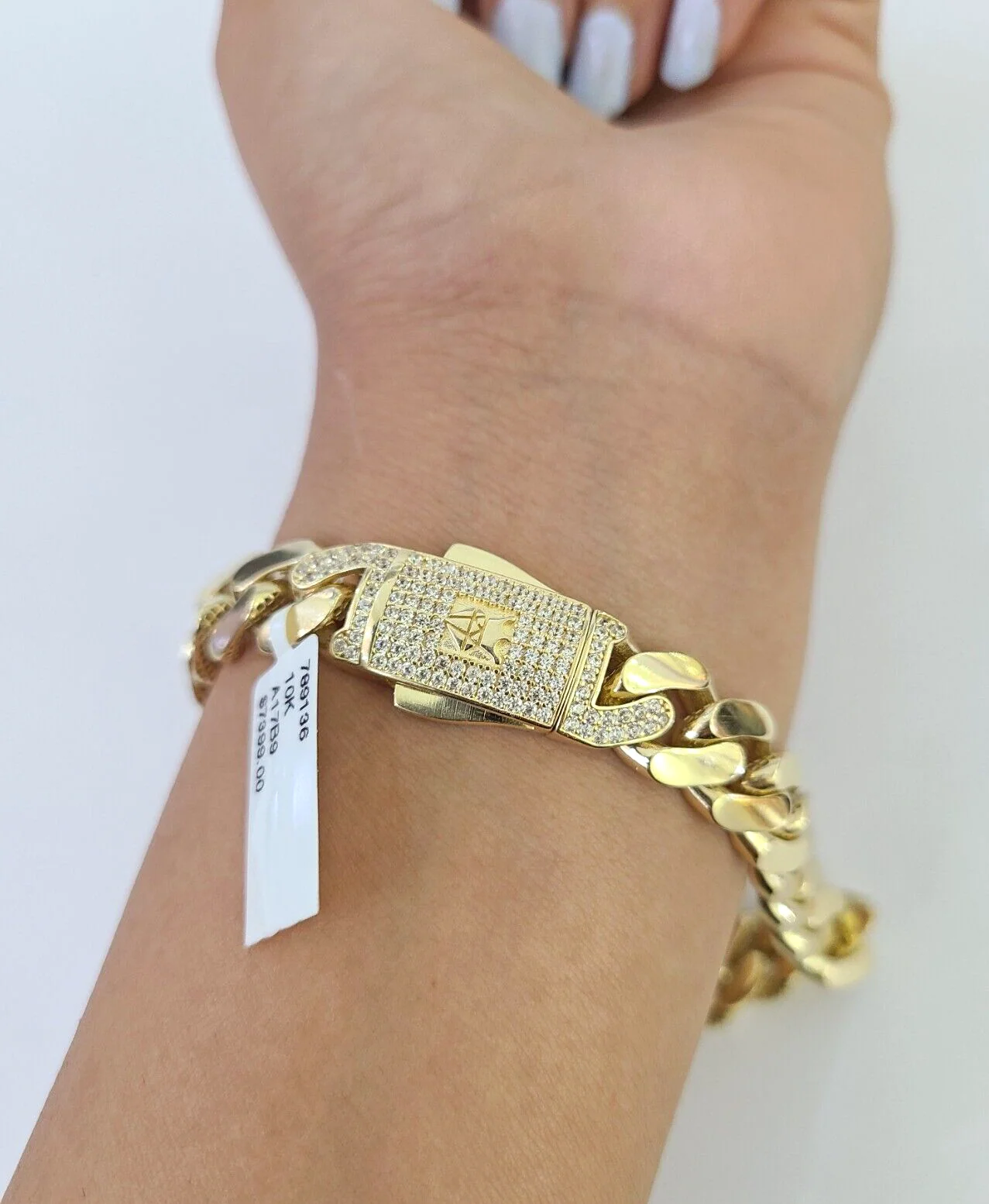 Real 10K Royal Monaco Bracelet Yellow Gold 8.5" Box Clasp 11mm Genuine Mens - Image 3