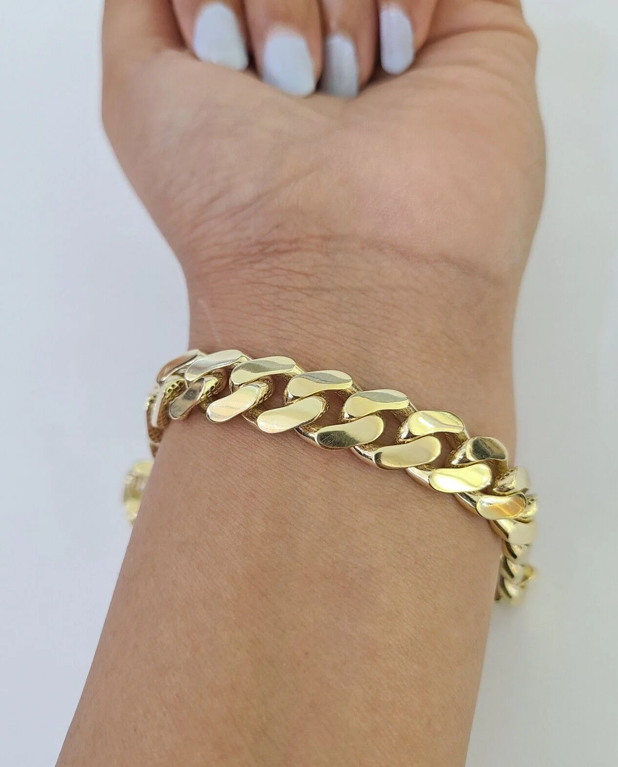 Real 10K Royal Monaco Bracelet Yellow Gold 8.5" Box Clasp 11mm Genuine Mens - Image 4