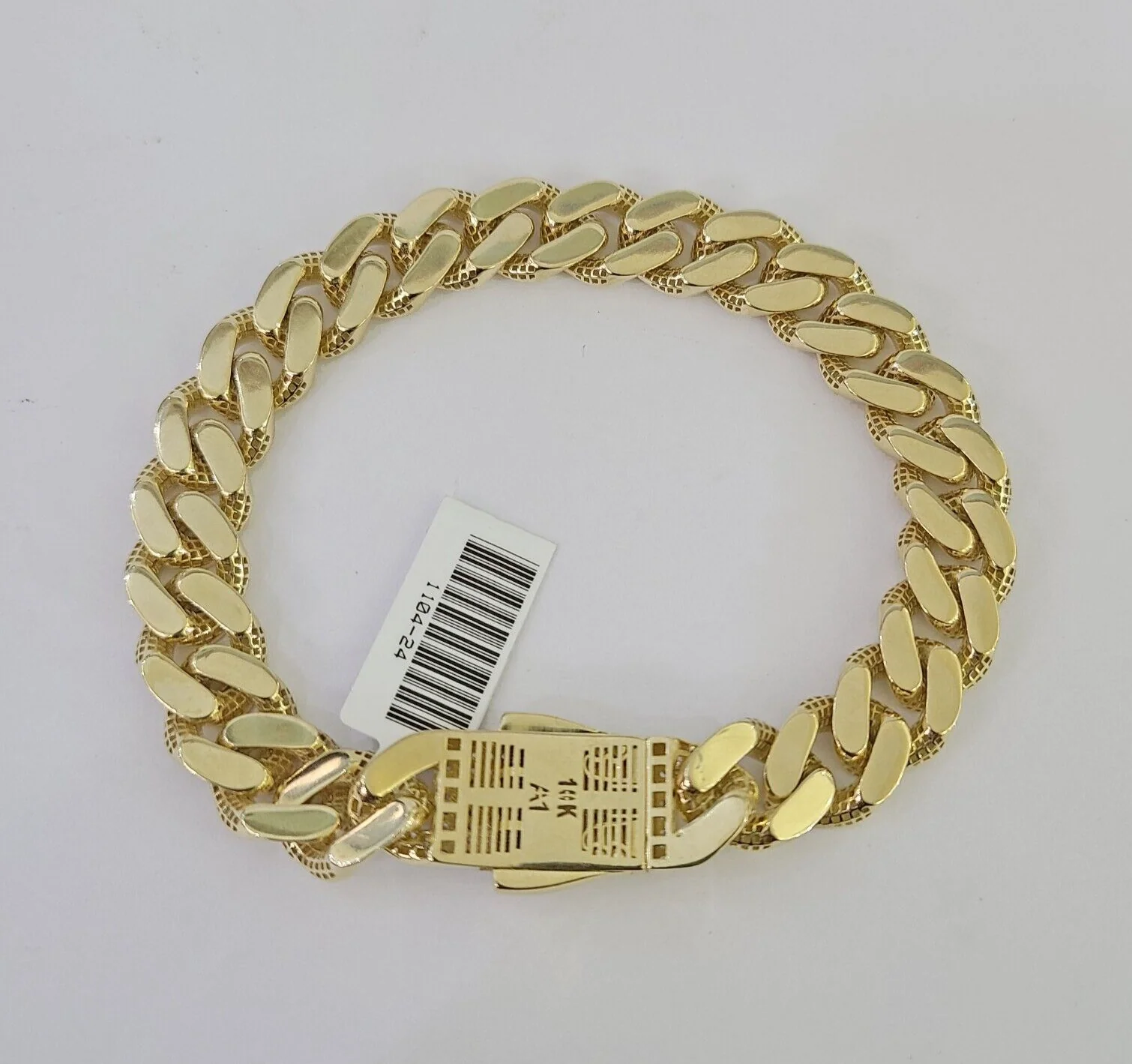Real 10K Royal Monaco Bracelet Yellow Gold 8.5" Box Clasp 11mm Genuine Mens - Image 7
