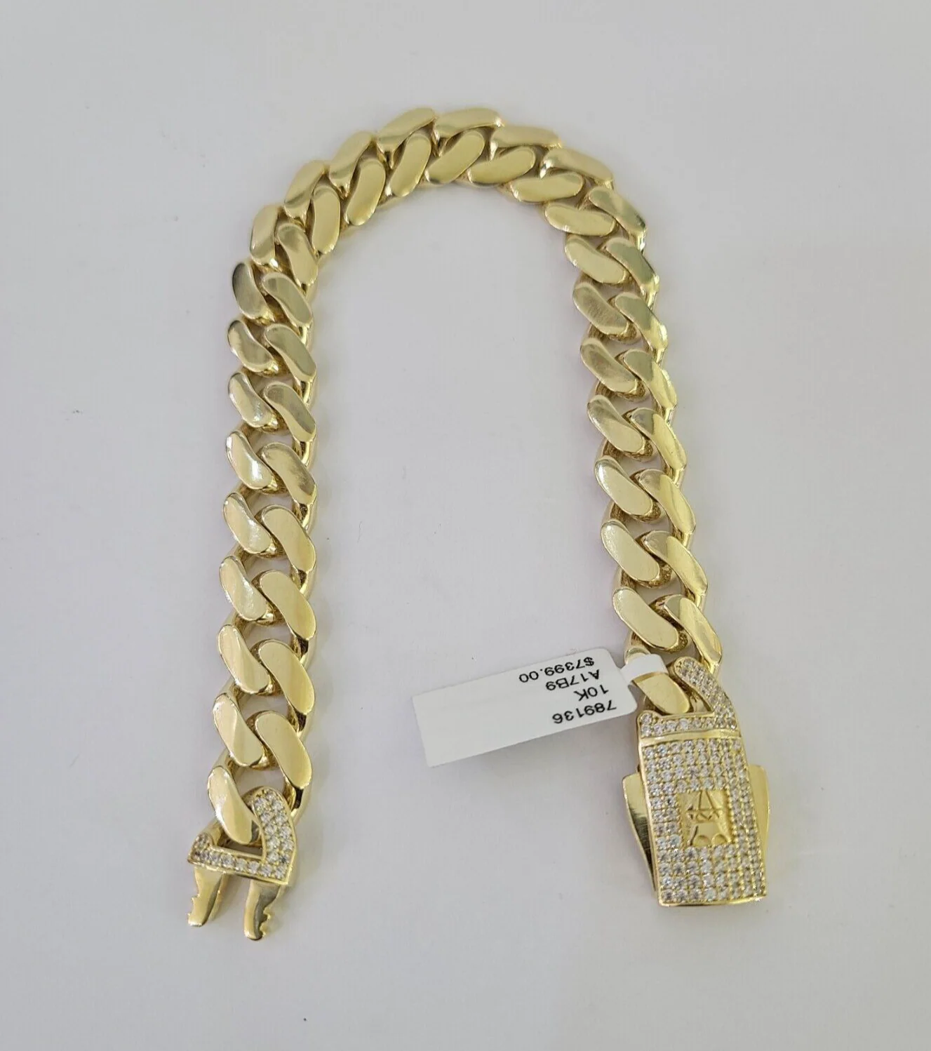 Real 10K Royal Monaco Bracelet Yellow Gold 8.5" Box Clasp 11mm Genuine Mens - Image 8