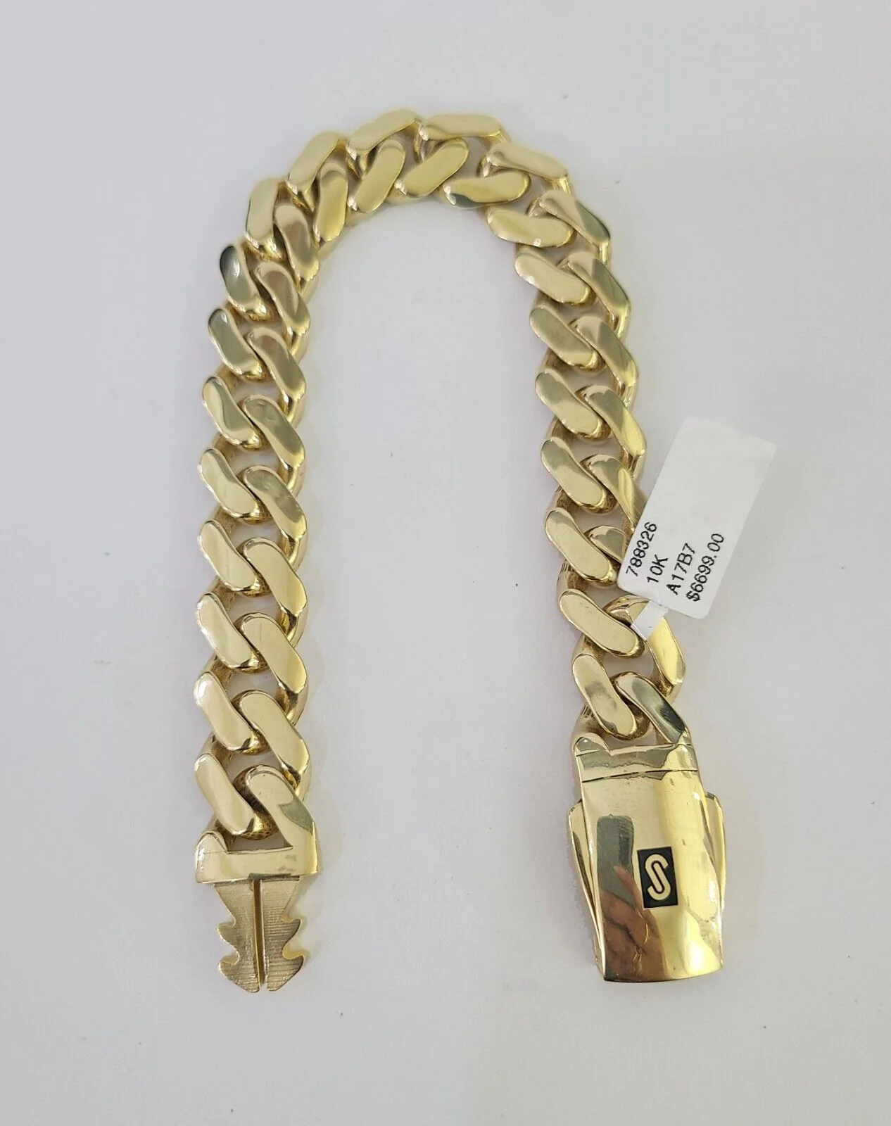 Real 10K Royal Monaco Bracelet Yellow Gold 8.5" Box Clasp 12mm Genuine - Image 3