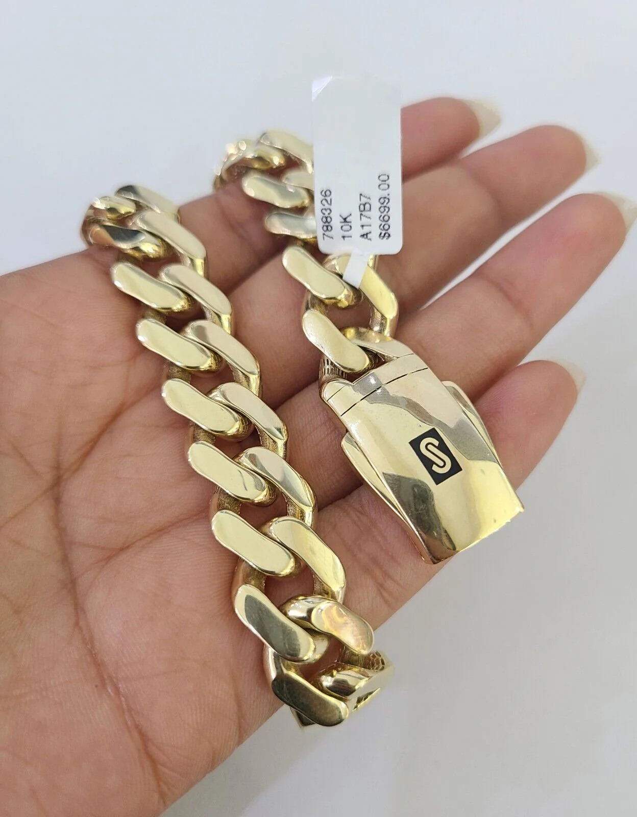 Real 10K Royal Monaco Bracelet Yellow Gold 8.5" Box Clasp 12mm Genuine - Image 4