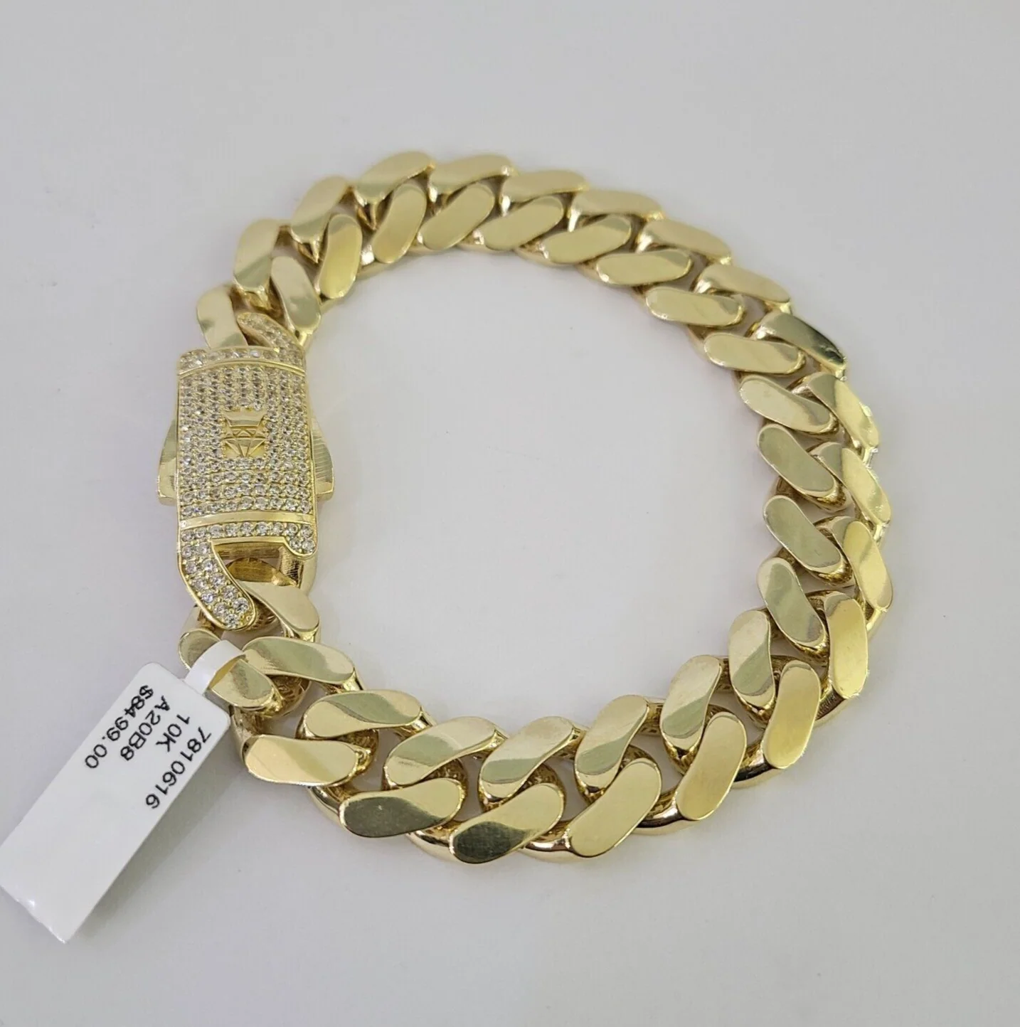 Real 10K Royal Monaco Bracelet Yellow Gold 8.5" Box Clasp 13mm Genuine Mens - Image 3