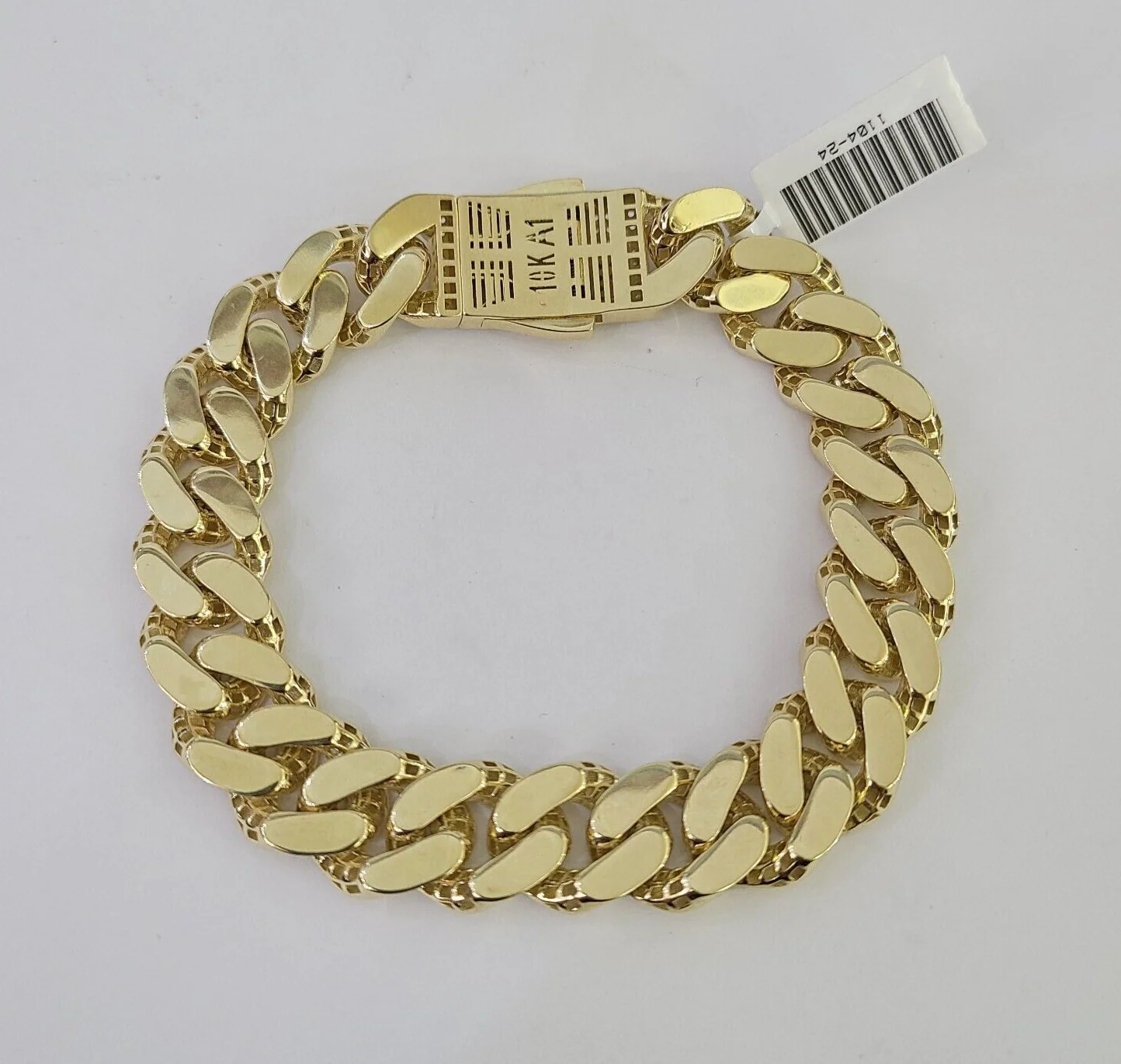 Real 10K Royal Monaco Bracelet Yellow Gold 8.5" Box Clasp 13mm Genuine Mens - Image 8