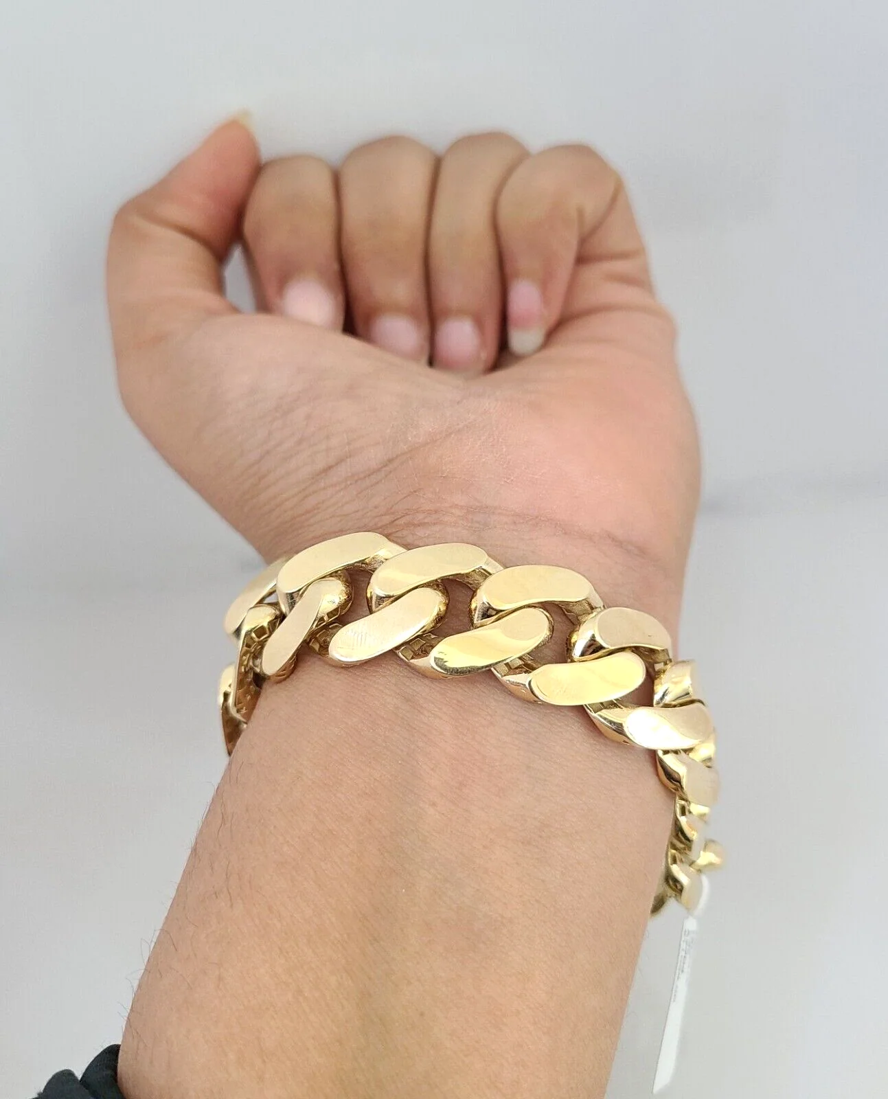 Real 10K Royal Monaco Bracelet Yellow Gold 8.5" Box Clasp 16mm Genuine Mens