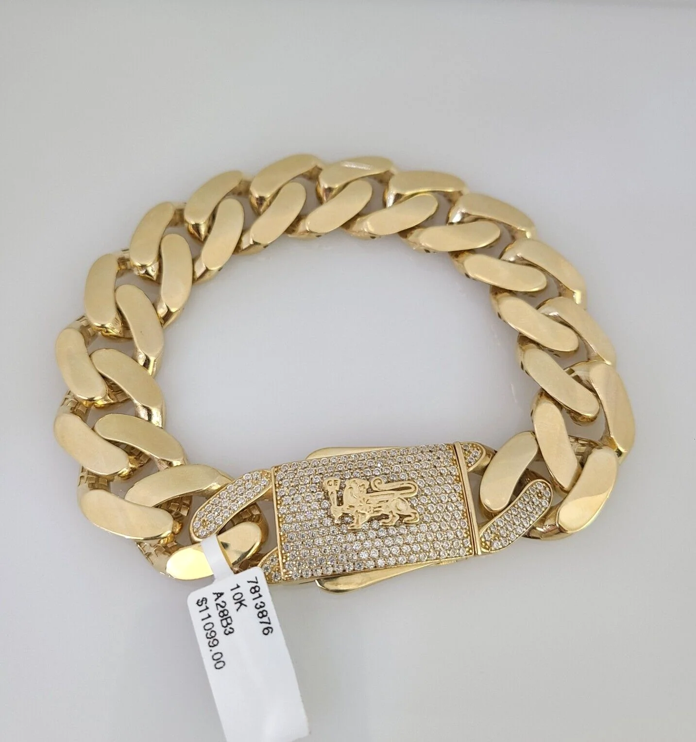 Real 10K Royal Monaco Bracelet Yellow Gold 8.5" Box Clasp 16mm Genuine Mens - Image 2
