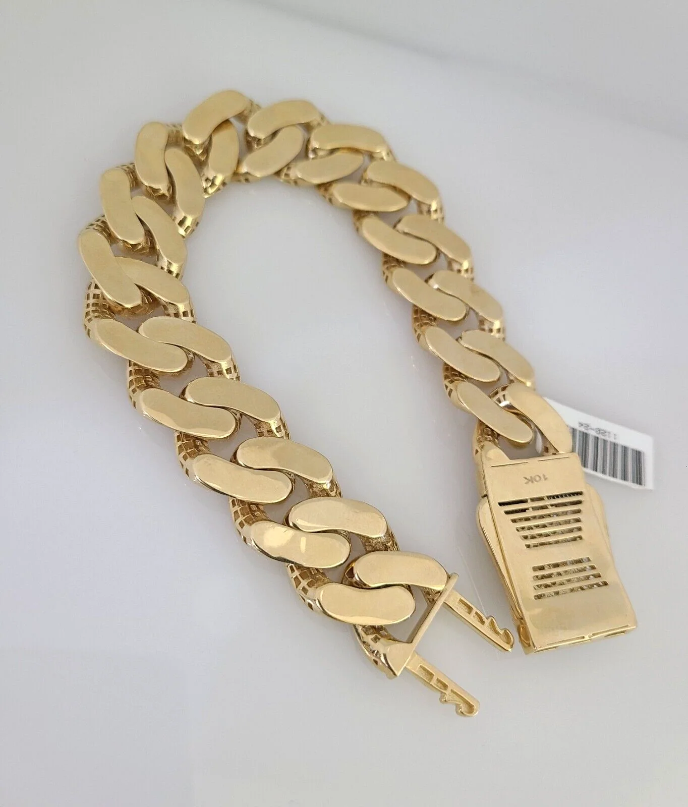 Real 10K Royal Monaco Bracelet Yellow Gold 8.5" Box Clasp 16mm Genuine Mens - Image 5