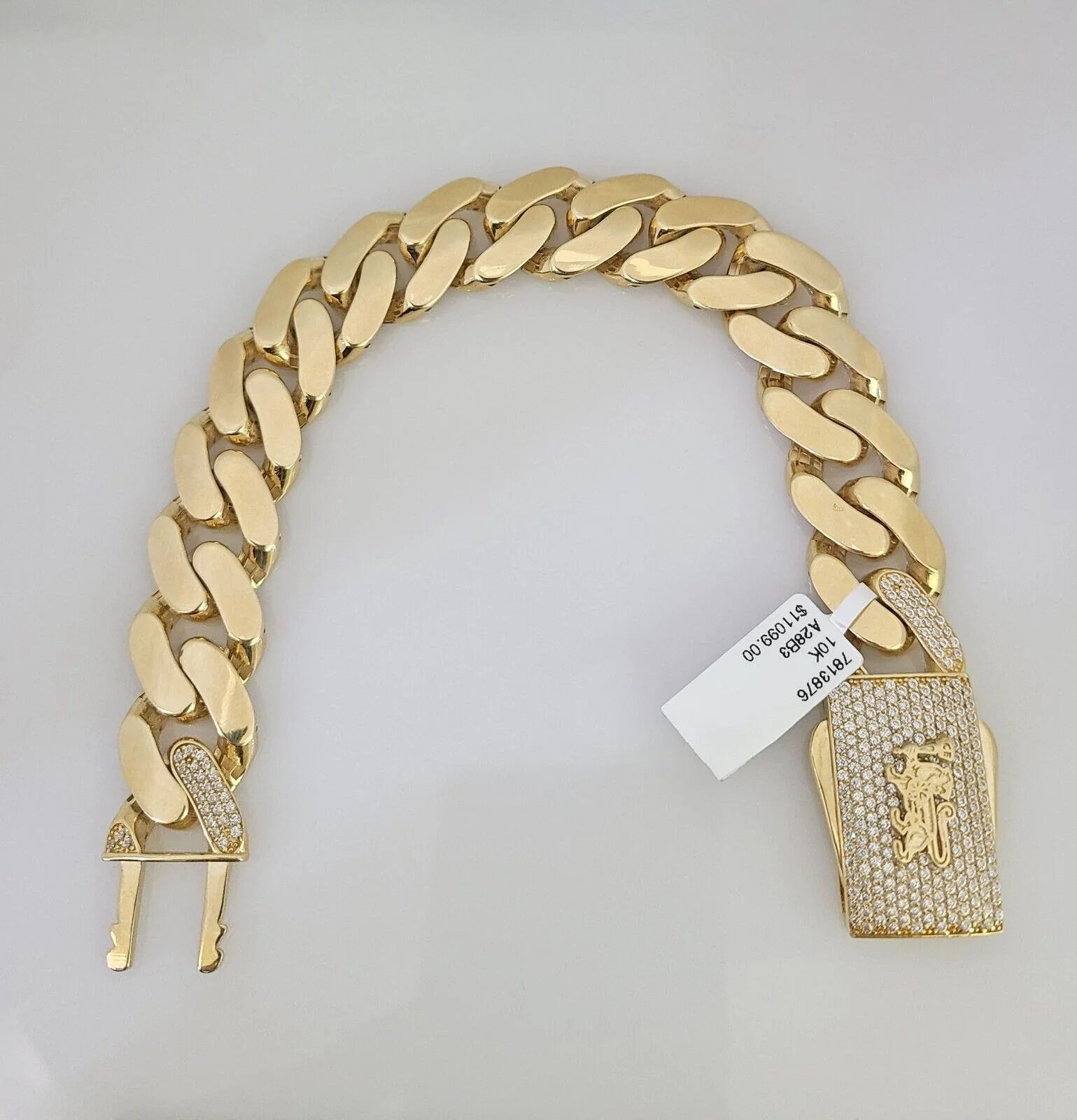 Real 10K Royal Monaco Bracelet Yellow Gold 8.5" Box Clasp 16mm Genuine Mens - Image 6