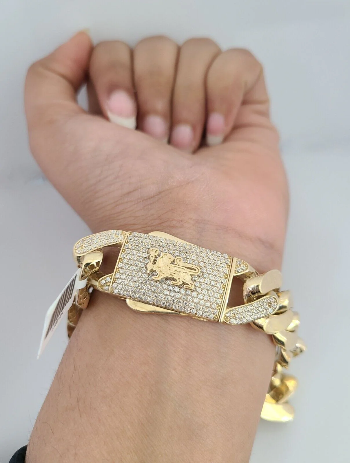 Real 10K Royal Monaco Bracelet Yellow Gold 8.5" Box Clasp 16mm Genuine Mens - Image 7