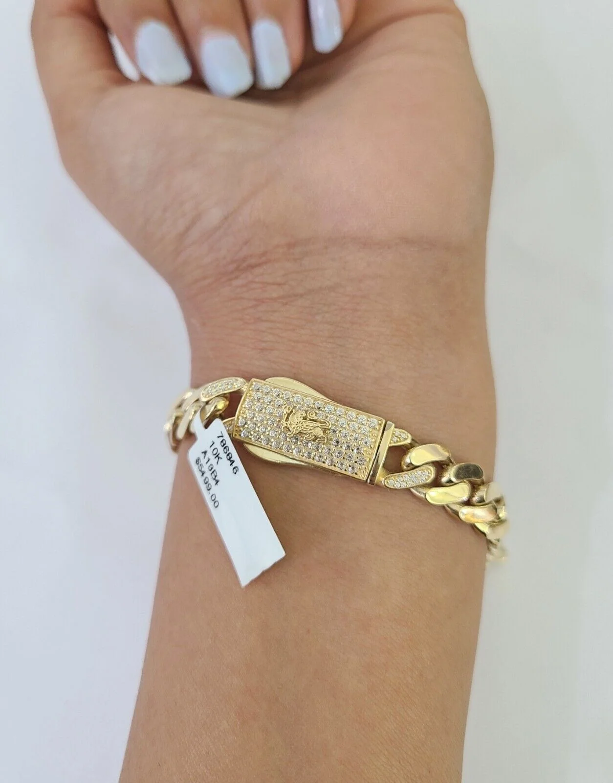 Real 10K Royal Monaco Bracelet Yellow Gold 8.5" Box Clasp 9mm Genuine Mens - Image 3