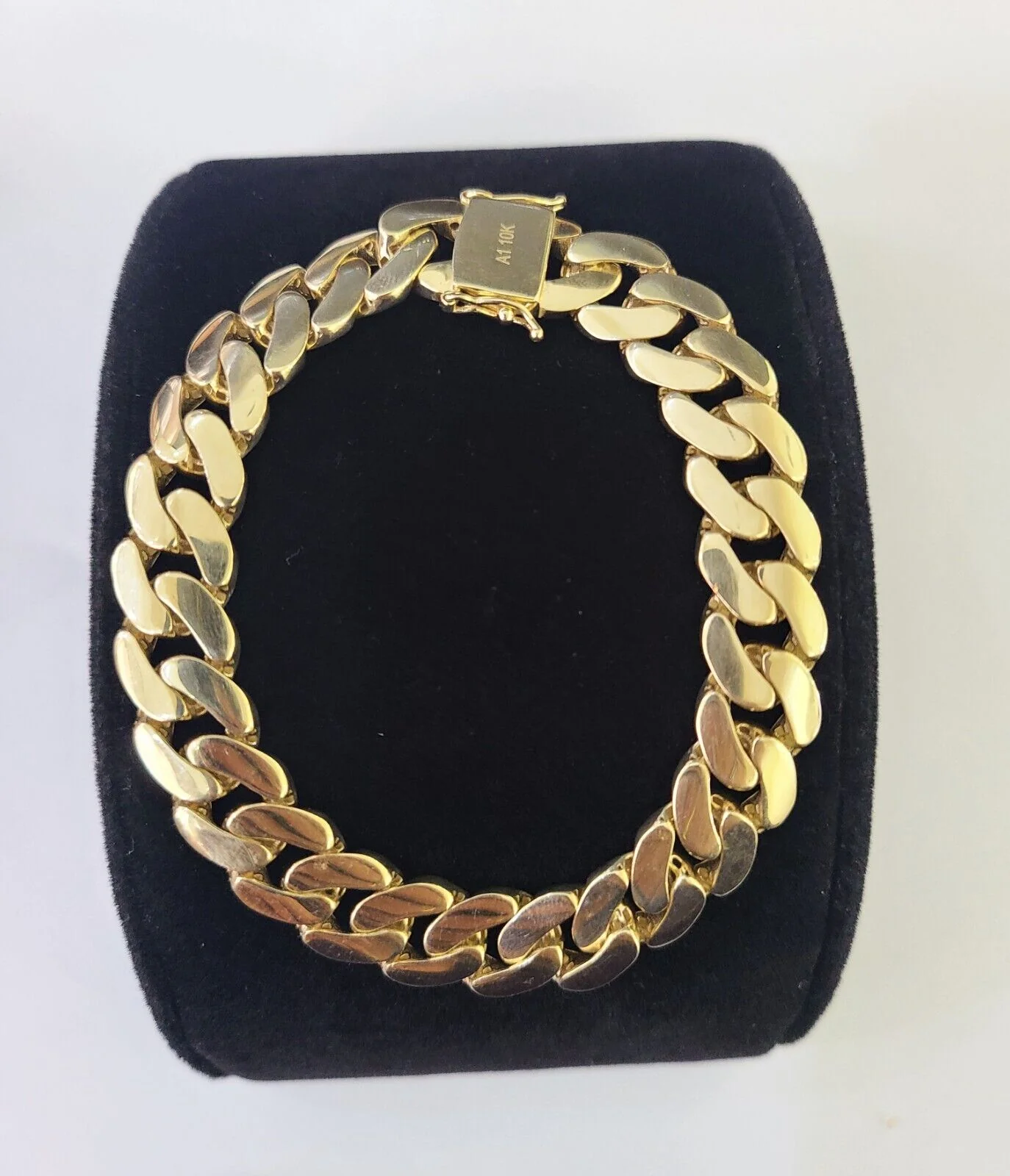 Real 10K Royal Monaco Bracelet Yellow Gold 8" Box Clasp 11mm Genuine - Image 2