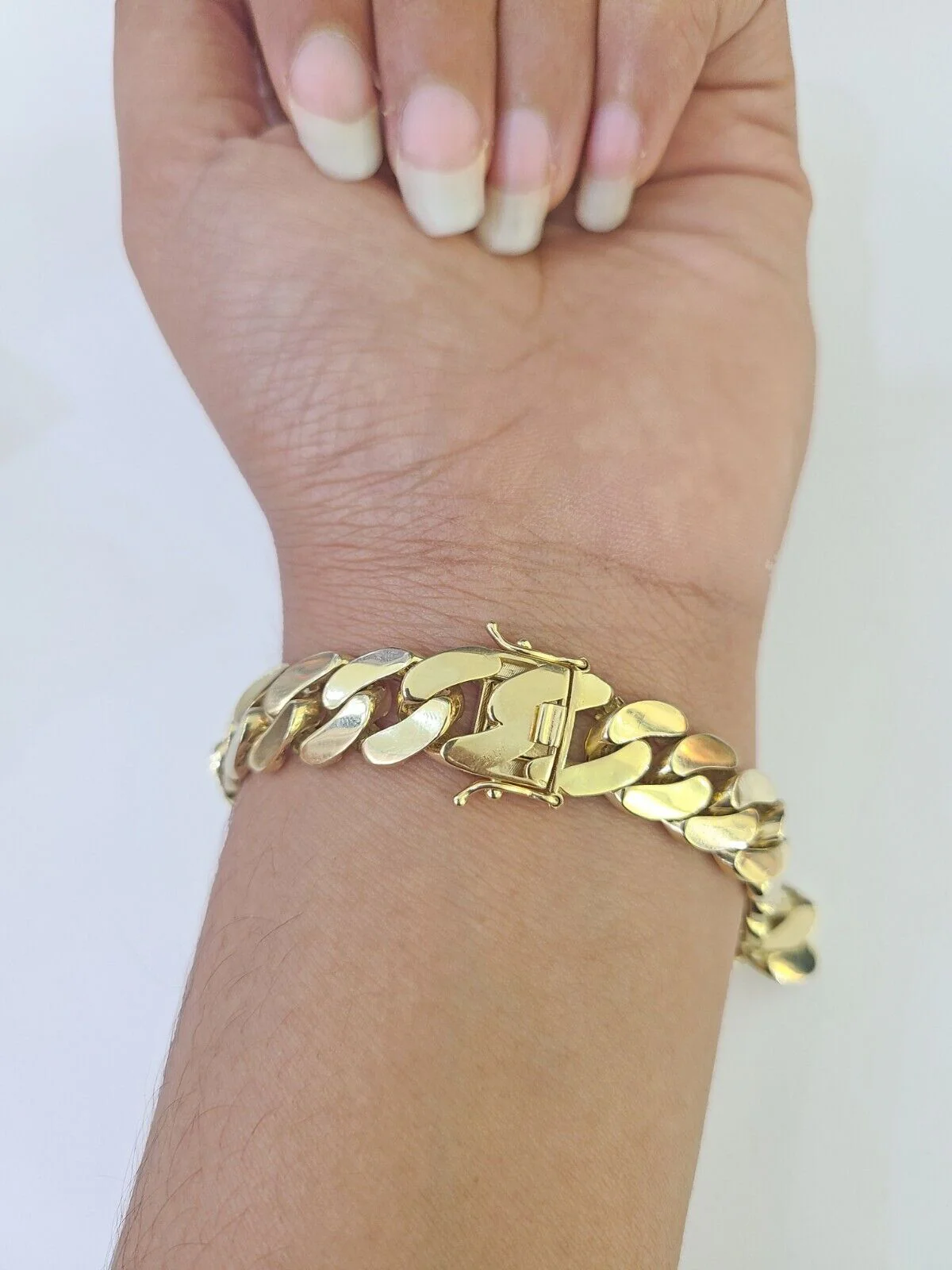 Real 10K Royal Monaco Bracelet Yellow Gold 8" Box Clasp 11mm Genuine - Image 3
