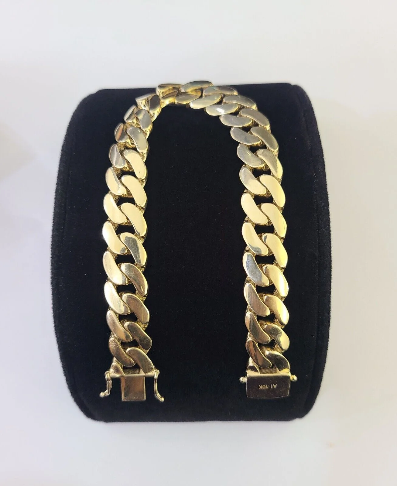 Real 10K Royal Monaco Bracelet Yellow Gold 8" Box Clasp 11mm Genuine - Image 4