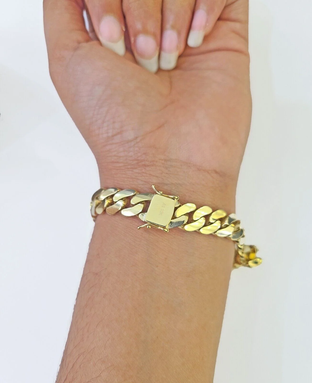 Real 10K Royal Monaco Bracelet Yellow Gold 8" Box Clasp 9mm Genuine - Image 3
