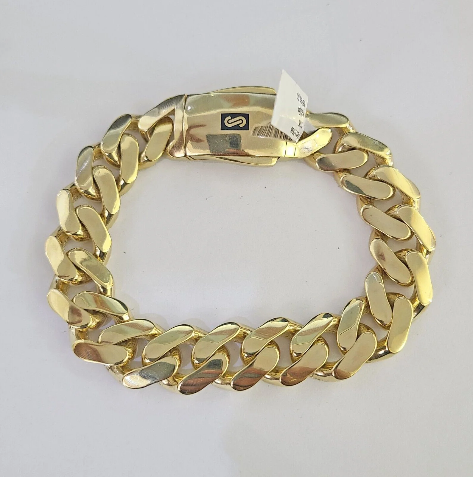 Real 10K Royal Monaco Bracelet Yellow Gold 9" Box Clasp 15mm Genuine - Image 2