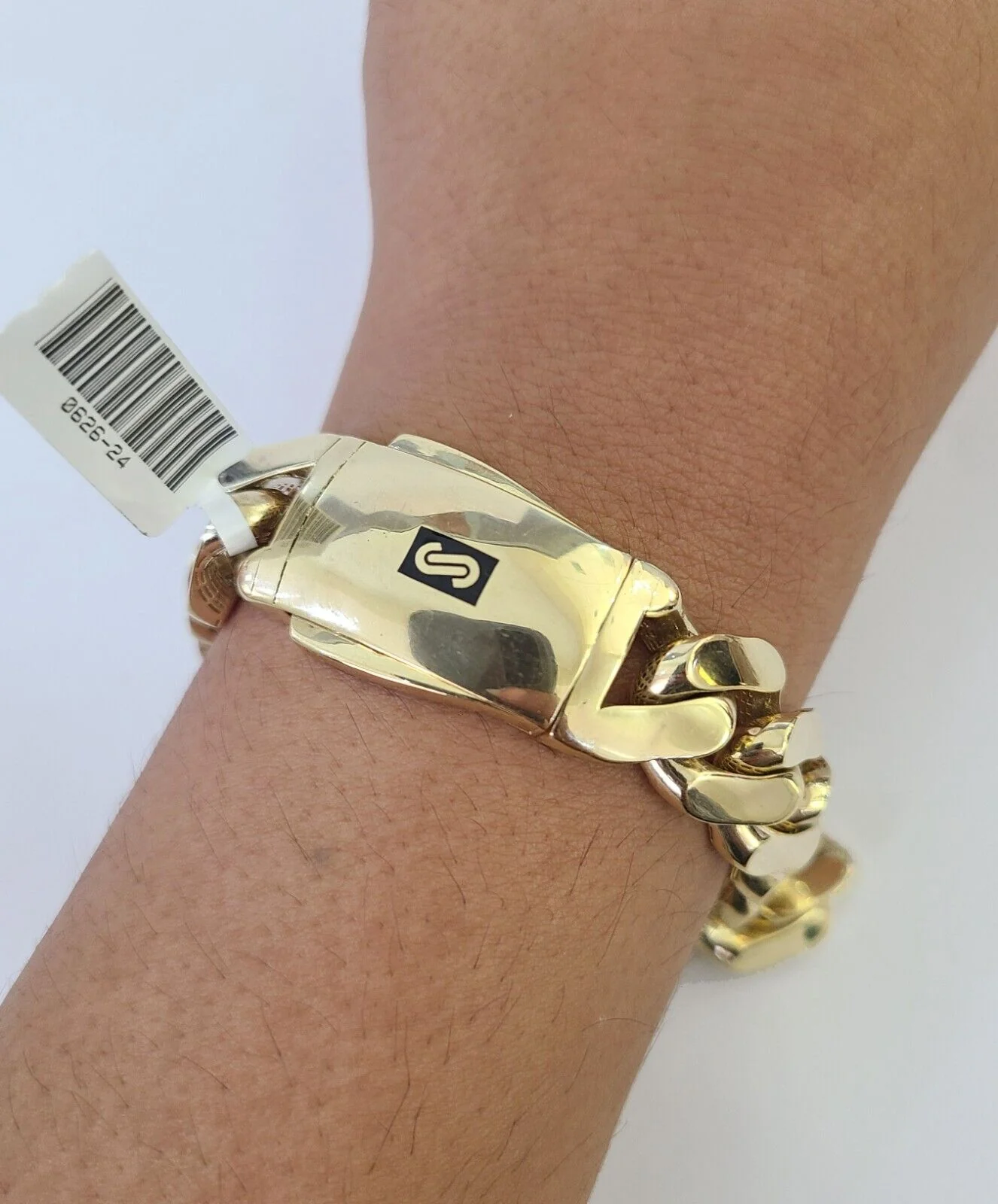Real 10K Royal Monaco Bracelet Yellow Gold 9" Box Clasp 15mm Genuine - Image 3