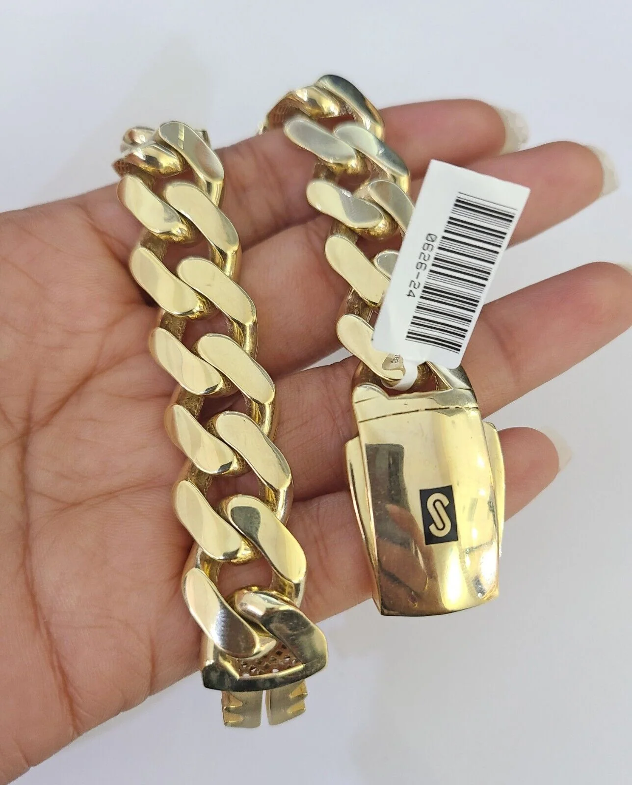 Real 10K Royal Monaco Bracelet Yellow Gold 9" Box Clasp 15mm Genuine - Image 5