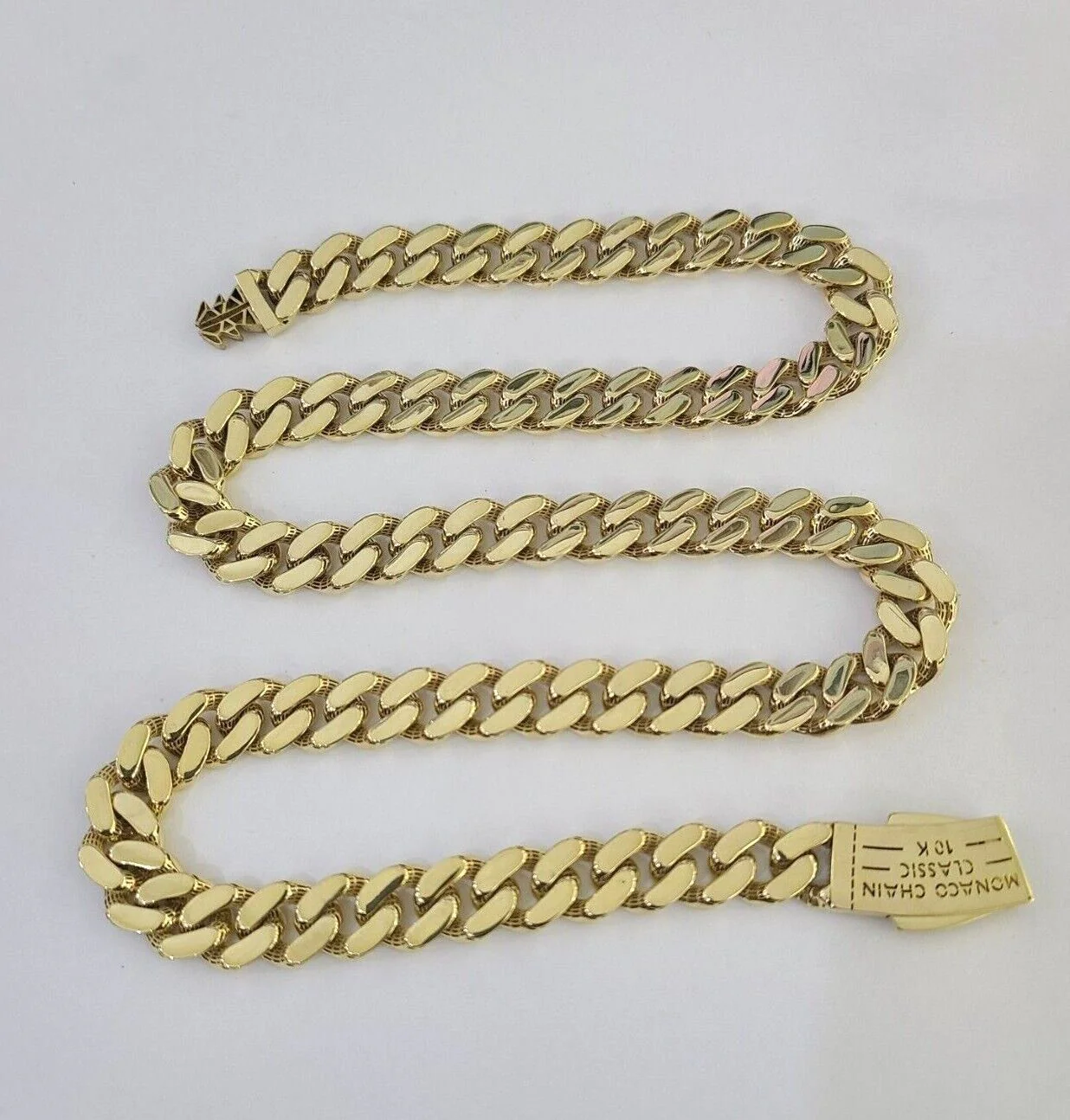Real 10k Royal Monaco Chain 11mm 18-26 inches Necklace Yellow Gold Box Clasp - Image 7