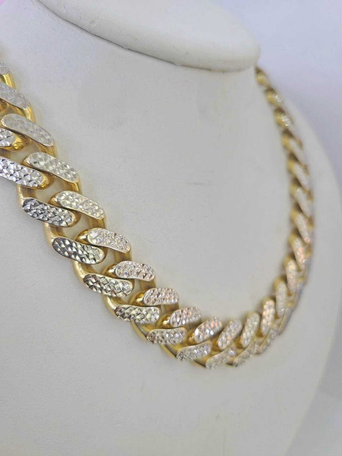 Real 10k Royal Monaco Chain 15mm Diamond Cut 24 inches Yellow Gold Necklace - Image 2