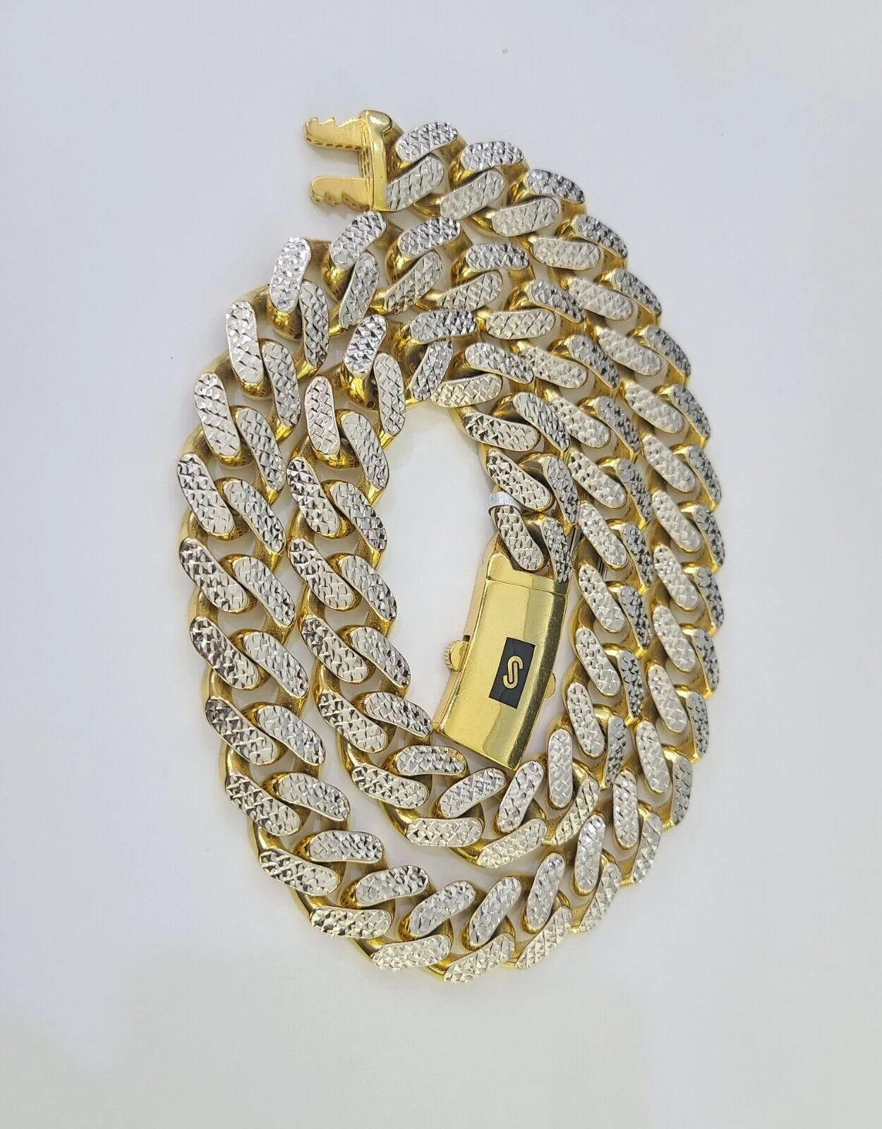 Real 10k Royal Monaco Chain 15mm Diamond Cut 24 inches Yellow Gold Necklace - Image 6