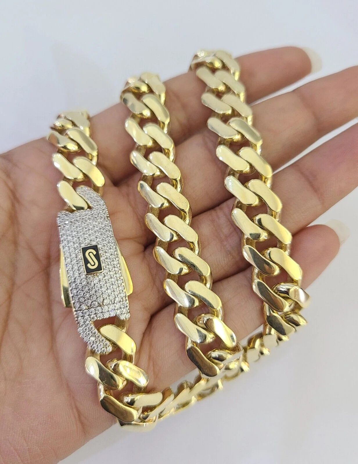 Real 10K Royal Monaco Chain Box Clasp 11mm Gold Necklace 10Kt 22" Genuine Mens - Image 4