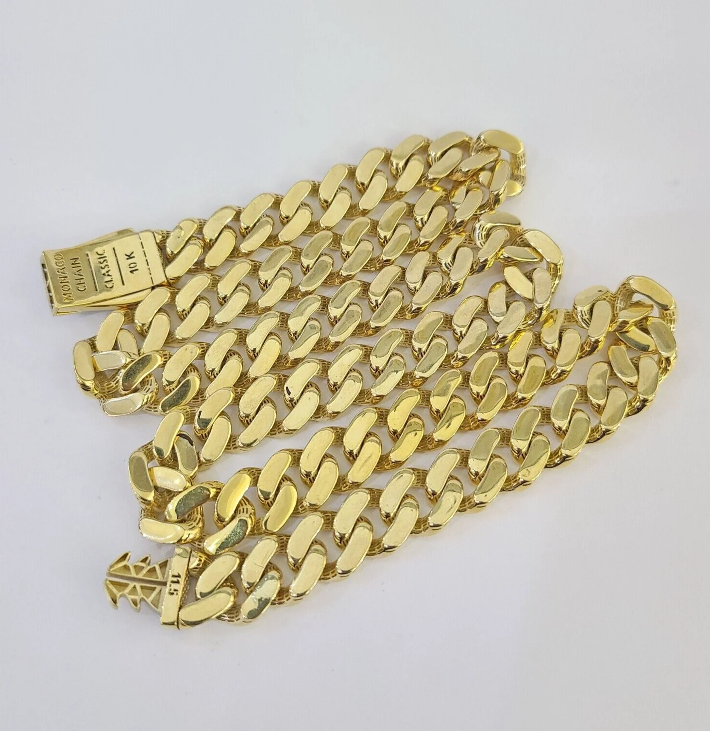 Real 10K Royal Monaco Chain Box Clasp 11mm Gold Necklace 10Kt 22" Genuine Mens - Image 7