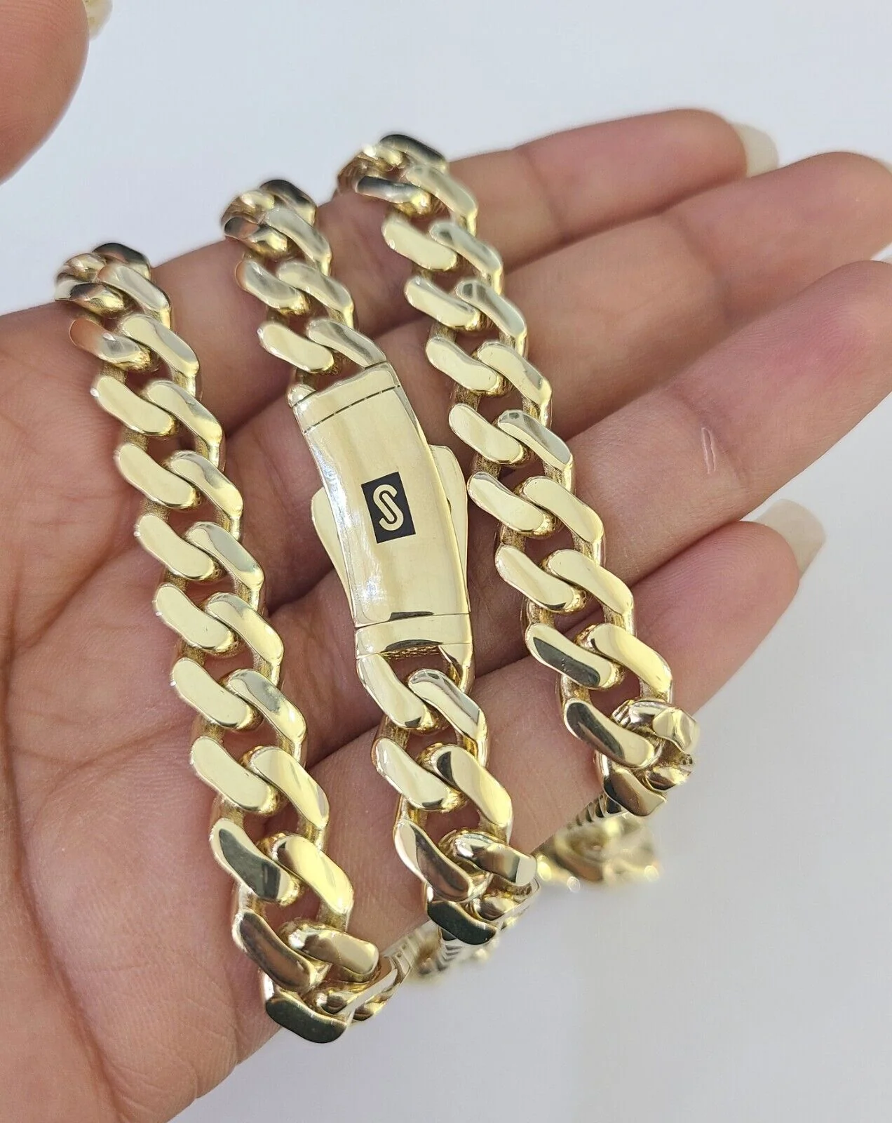 Real 10K Royal Monaco Chain Box Clasp 9mm Gold Necklace 10Kt 24" Genuine - Image 4