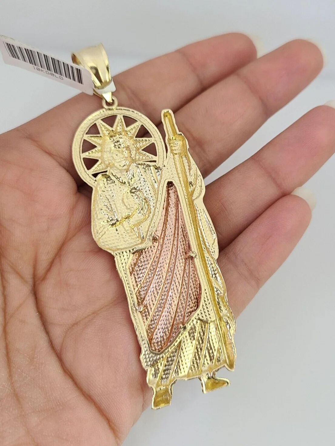 Real 10K Saint Jude Pendant Tri-Gold Diamond Cut 10kt Yellow Gold Charm Genuine - Image 4