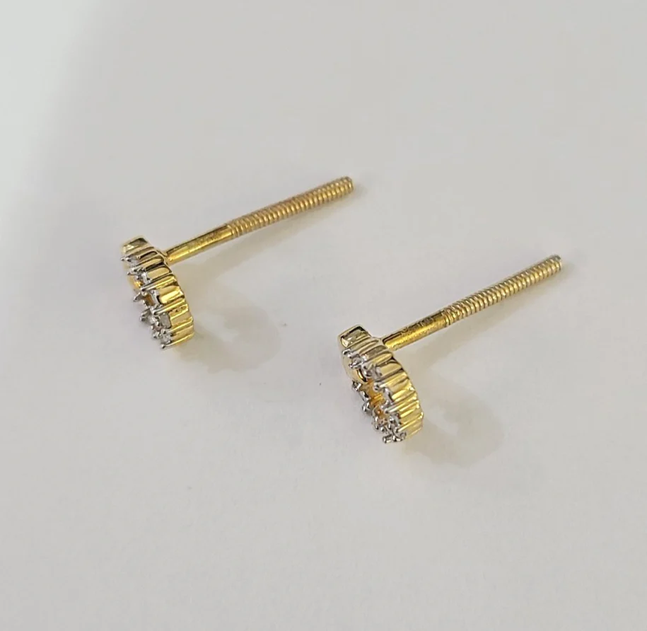 Real Silver Diamond Heart Earring Screw Back Sterling silver ladies Stud - Image 5