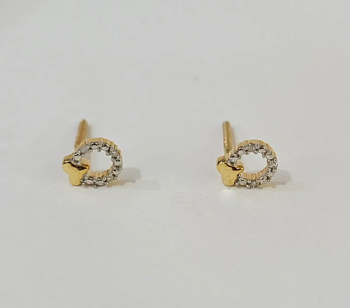 Real Silver Diamond Heart Earring Screw Back Sterling silver ladies Stud - Image 6