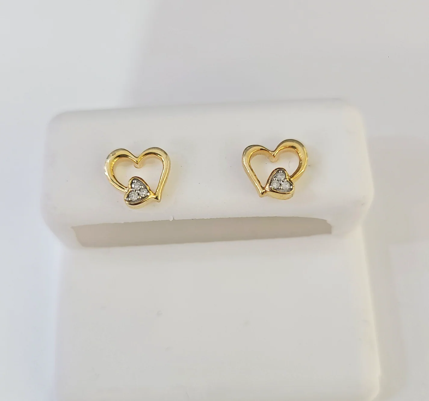 Real Silver Diamond Heart Earring Screw Back, 925 Sterling Silver For ladies - Image 3