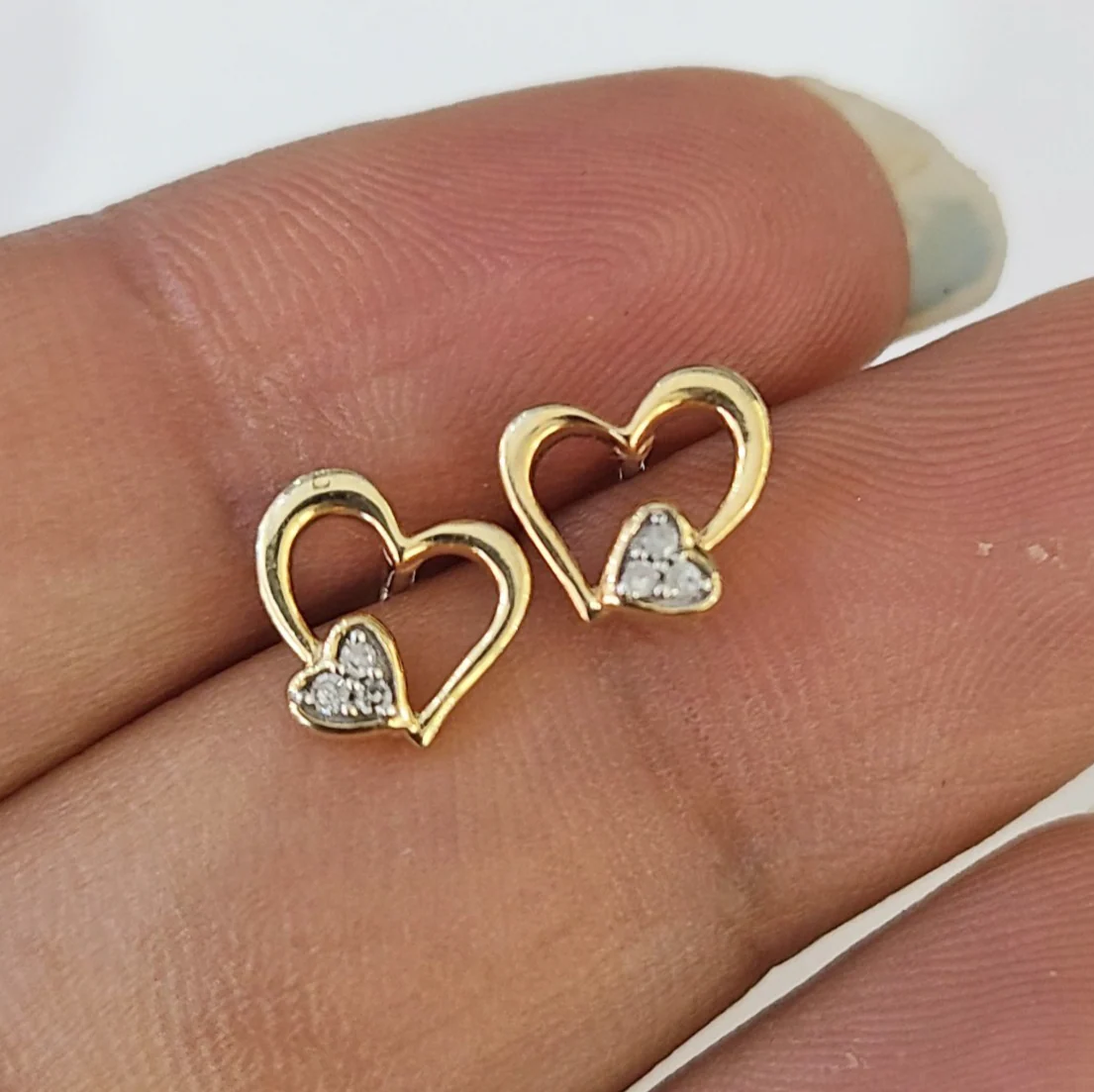 Real Silver Diamond Heart Earring Screw Back, 925 Sterling Silver For ladies - Image 4
