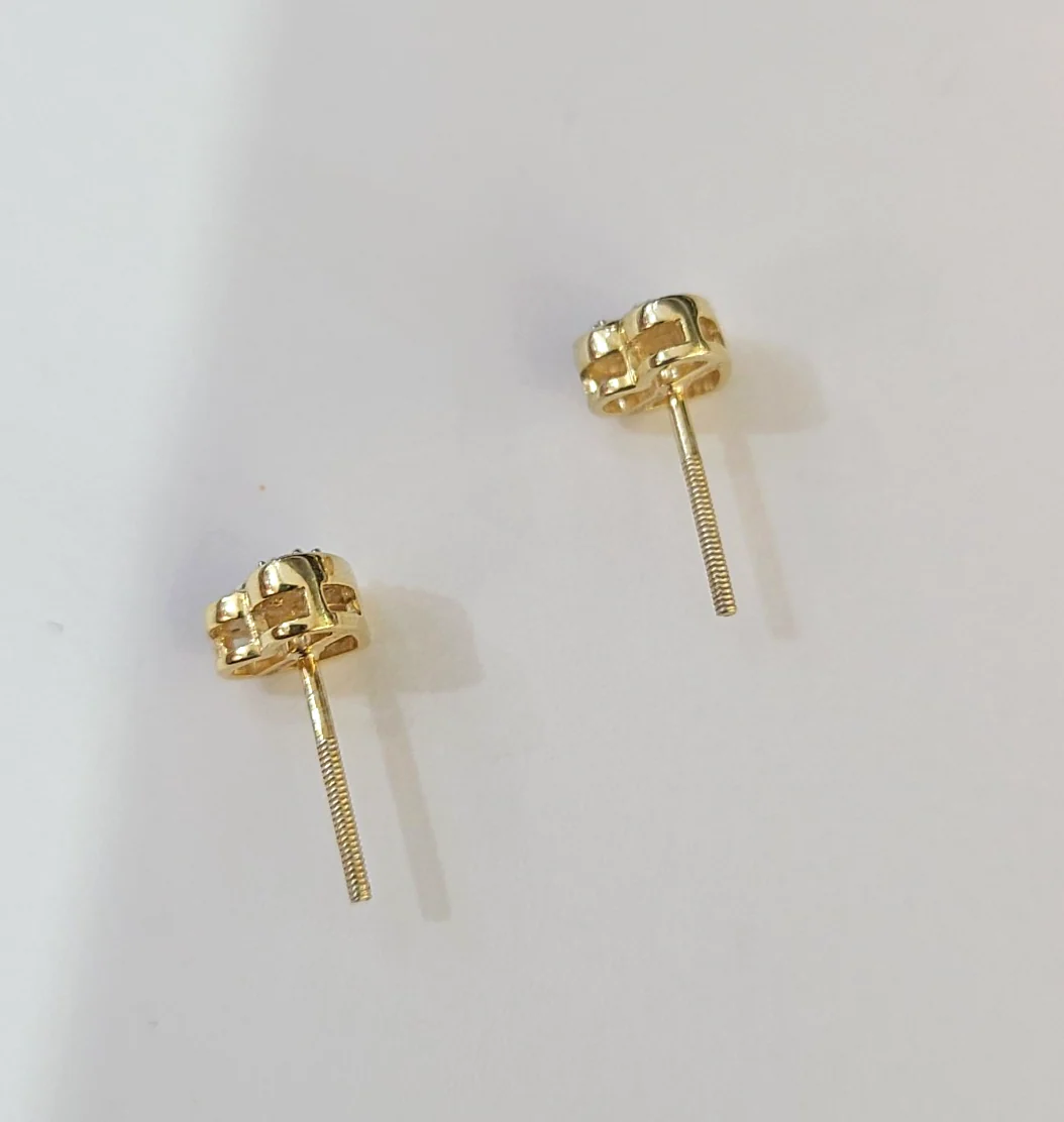 Real Diamond and 925 Sterling Silver Diamond Heart Earring For Ladies Screw Back - Image 4