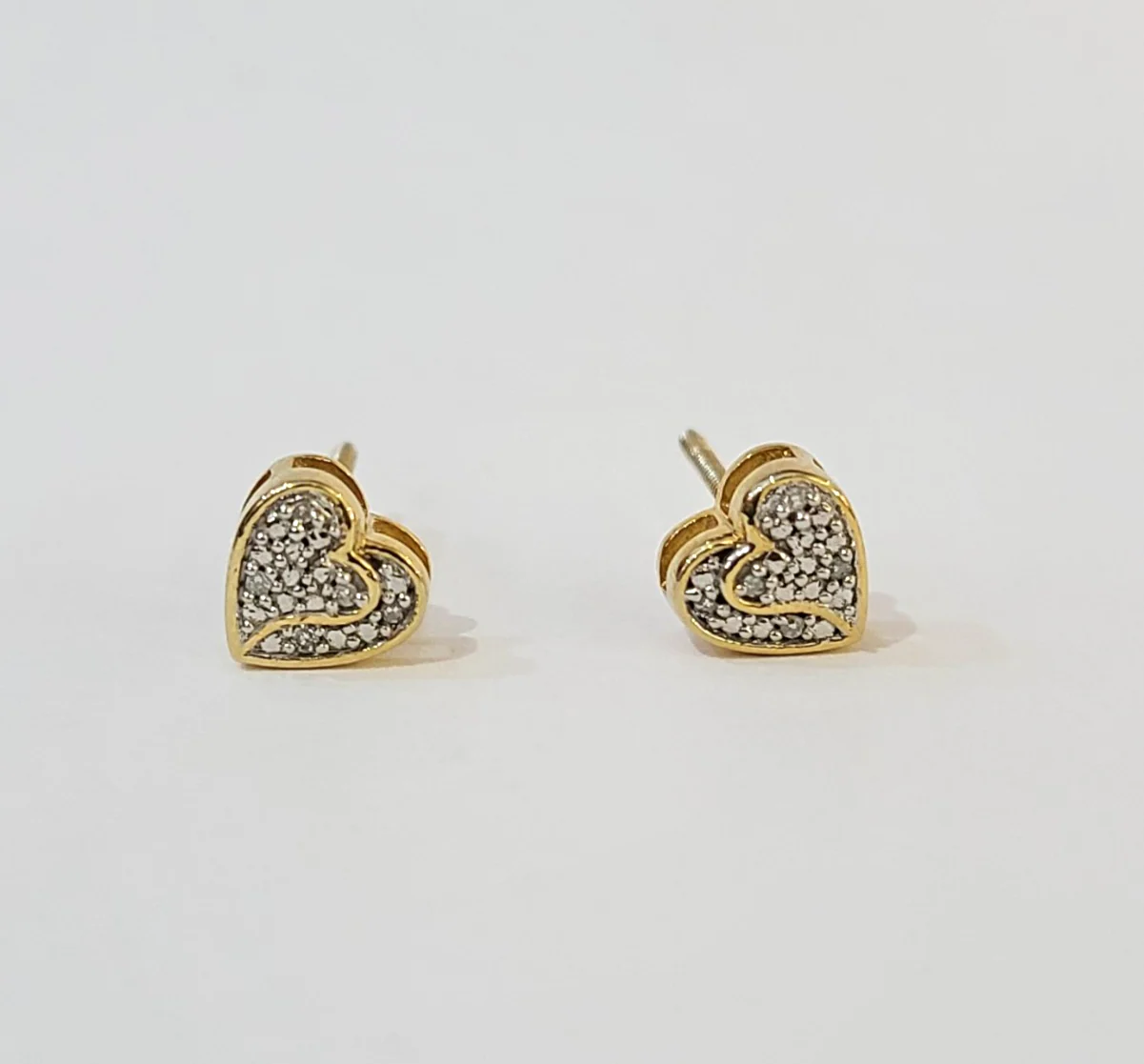 Real Diamond and 925 Sterling Silver Diamond Heart Earring For Ladies Screw Back - Image 5