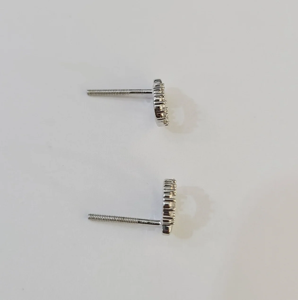 Real Diamond Heart Earrings 925 Sterling Silver Ladies Screw Back - Image 2