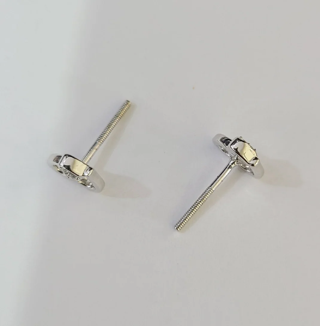 Real Diamond Silver 925 Sterling Heart Earrings Screw Back Stud For ladies - Image 3