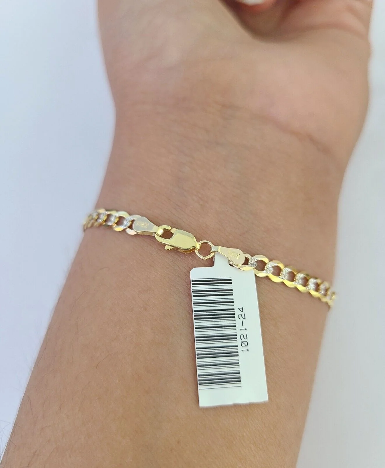 Real 10K Solid Cuban Curb Link Bracelet Yellow Gold Diamond Cuts 3.5mm 6" Kids - Image 2