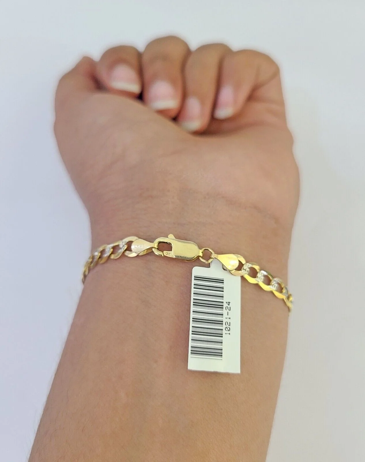 Real 10K Solid Cuban Curb Link Bracelet Yellow Gold Diamond Cuts 4.5mm 7" Womens - Image 2
