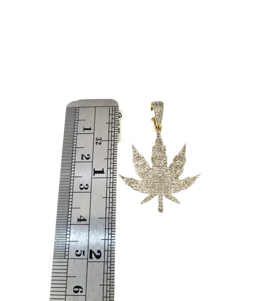 Real 10k Solid Figaro Chain Leaf Diamond Charm Necklace SET 4mm 22" Pendant - Image 11