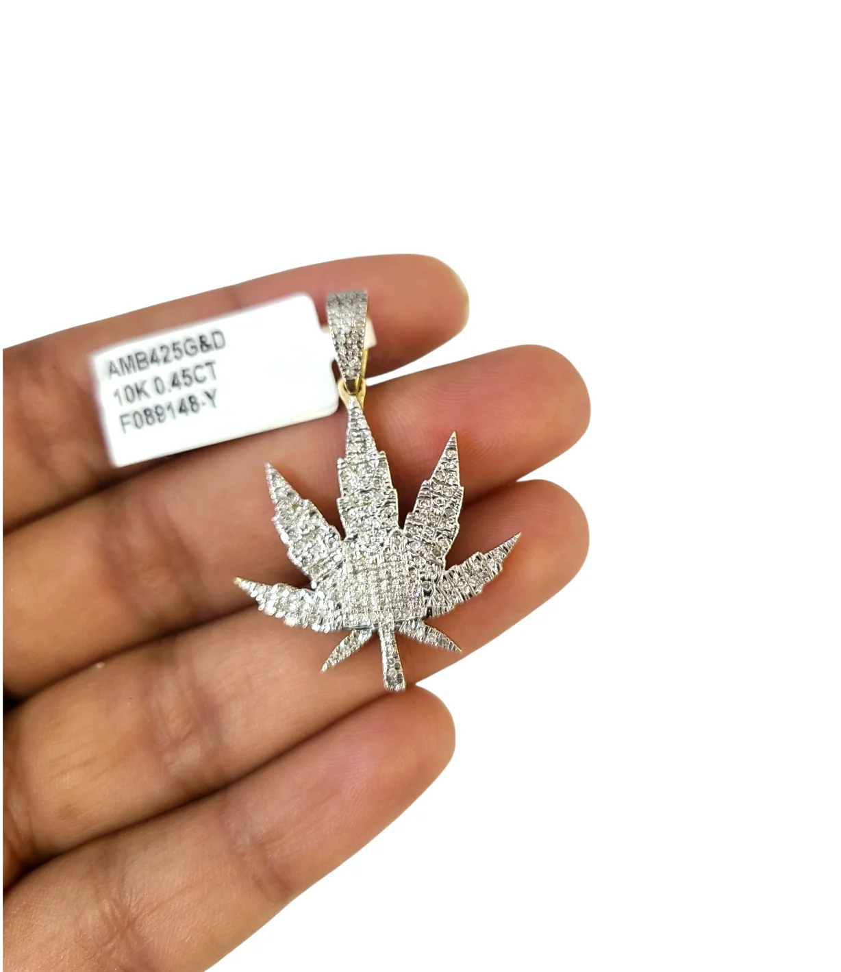 Real 10k Solid Figaro Chain Leaf Diamond Charm Necklace SET 4mm 22" Pendant - Image 5