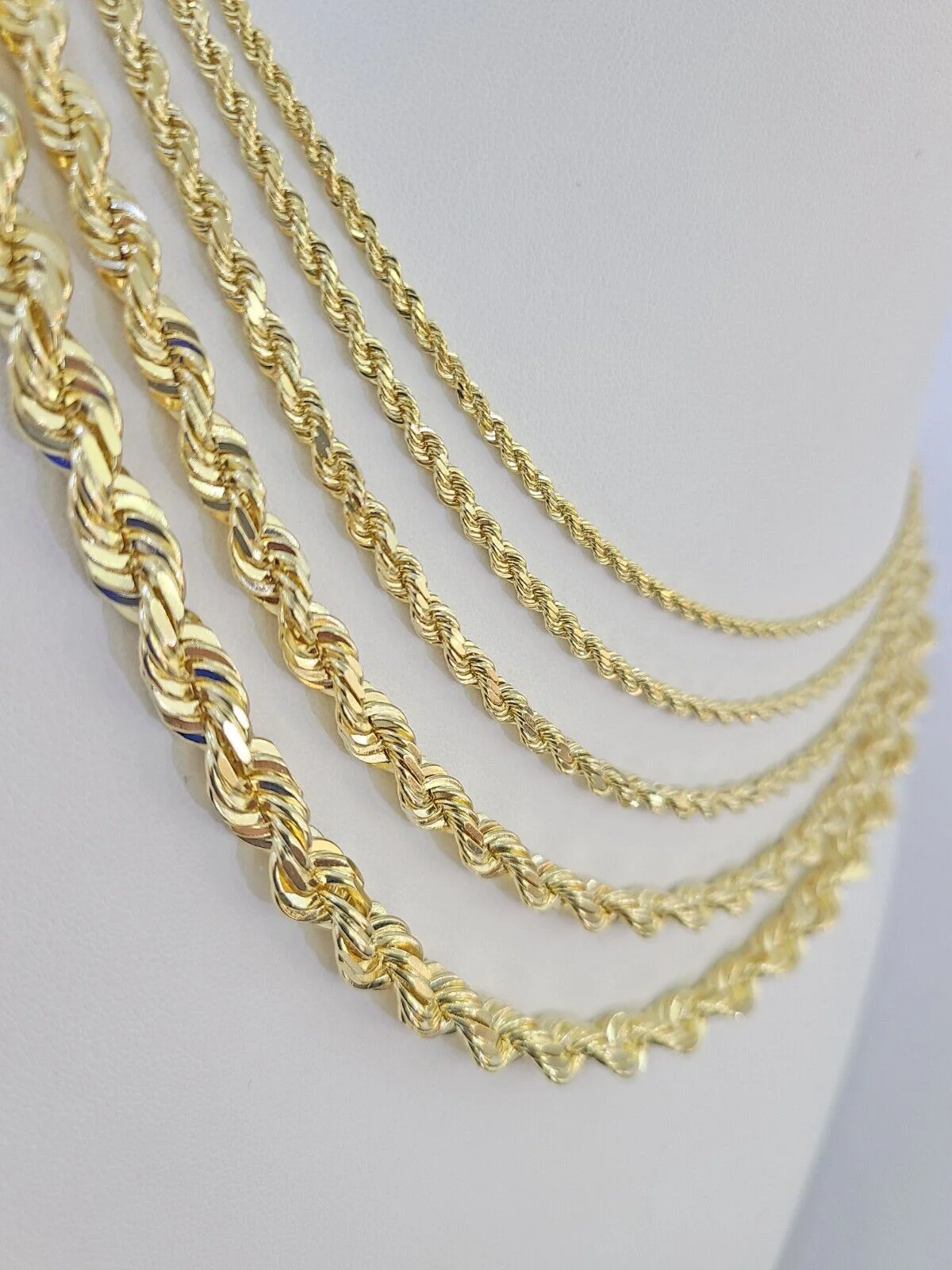 Real 10k Solid Gold Rope Chain Necklace 2.5mm-7mm Men Women Yellow 10kt - Image 3