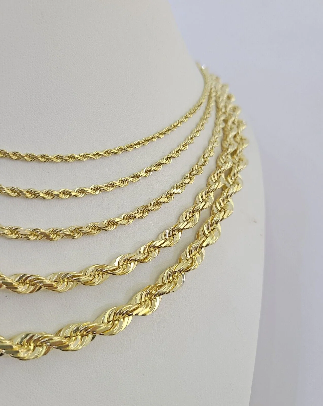 Real 10k Solid Gold Rope Chain Necklace 2.5mm-7mm Men Women Yellow 10kt - Image 5