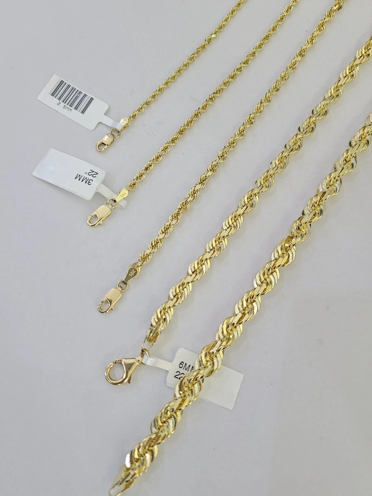Real 10k Solid Gold Rope Chain Necklace 2.5mm-7mm Men Women Yellow 10kt - Image 6
