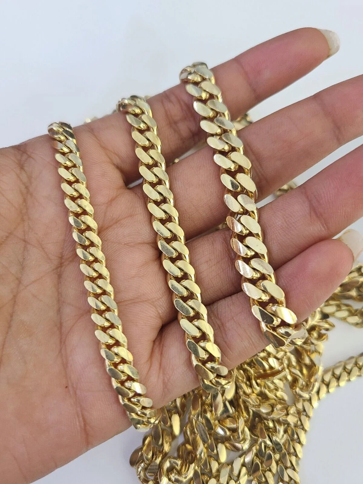Real 10k Solid Miami Cuban Link Chain Necklace 6mm 7mm 8mm 24 Inches 10kt Gold - Image 3